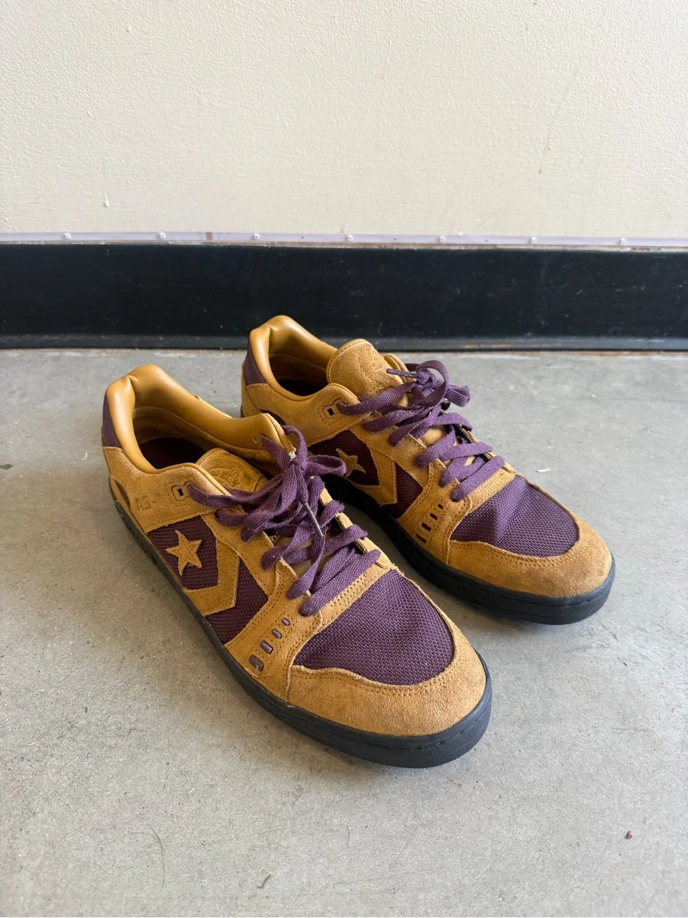 Converse Men's Suede and Mesh Sneakers - Tan and Purple - Picture 2 of 9